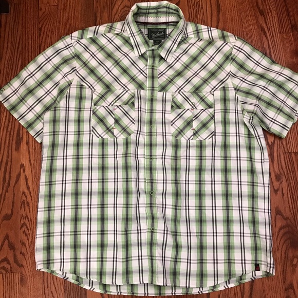 Woolrich Mens Western Snap Shirt XL Green Plaid - Picture 2 of 8
